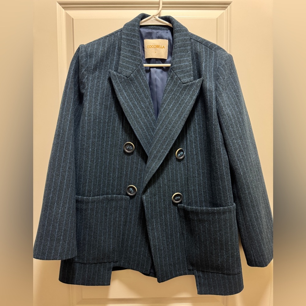 Dark Greenish-Gray Pinstripe Blazer